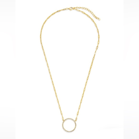 Sterling Forever 14K Yellow Gold Plated Open Circle Cubic Zirconia Necklace - Picture 9 of 9